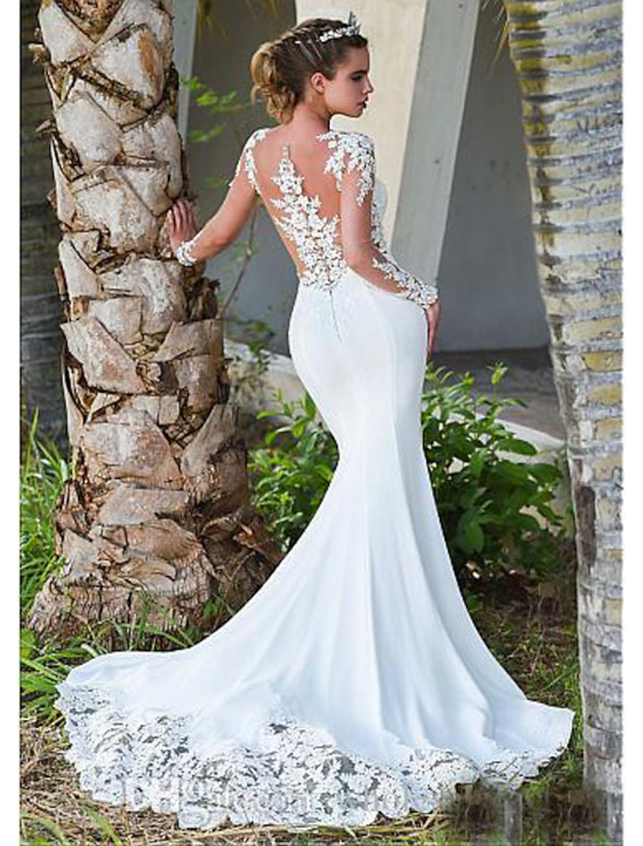 Trompette/Sirène Scoop Longueur Sol Robe de Mariée en Dentelle