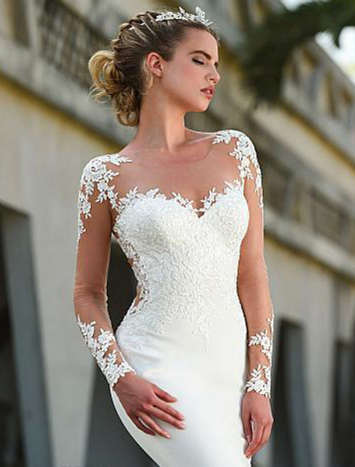 Trompette/Sirène Scoop Longueur Sol Robe de Mariée en Dentelle