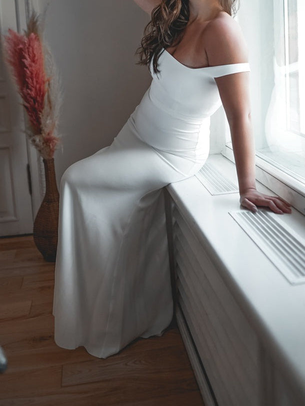 Robe de Mariée Sirène/Trompette à Encolure Carrée et Longueur Au Sol