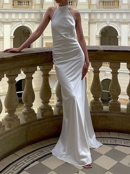 Robe de Mariée Sirène/Trompette à Licou et Longueur Au Sol