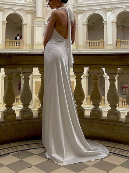Robe de Mariée Sirène/Trompette à Licou et Longueur Au Sol