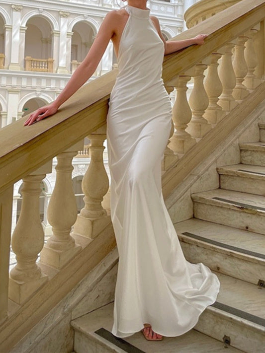 Robe de Mariée Sirène/Trompette à Licou et Longueur Au Sol