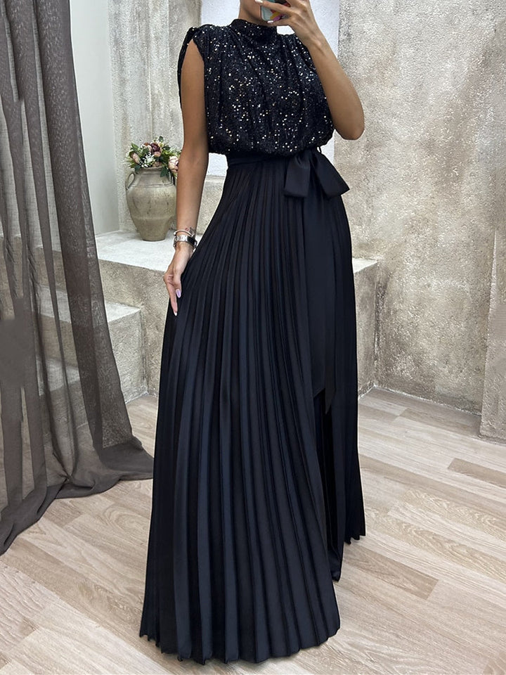 Robe D'Invitée de Mariage Sans Manches, Coupe A-Line/Princesse, Col Ras Du Cou, Longueur Au Sol