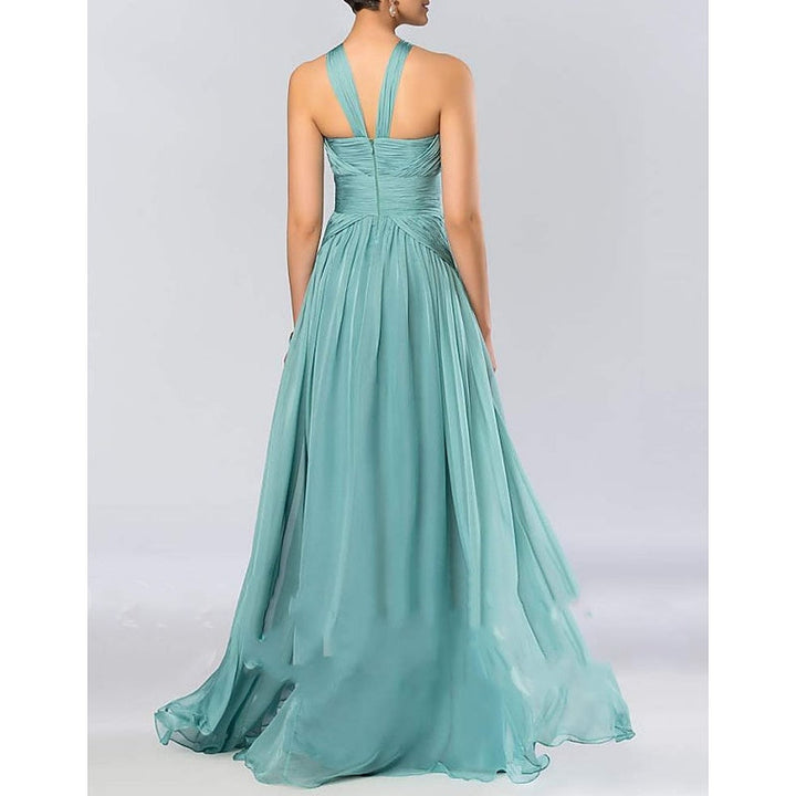 Robe de Mariée Élégante à Col Licou, Ligne A/Princesse, Sans Manches, Longueur Au Sol