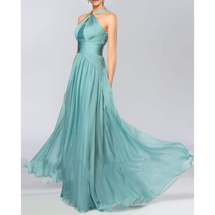 Robe de Mariée Élégante à Col Licou, Ligne A/Princesse, Sans Manches, Longueur Au Sol