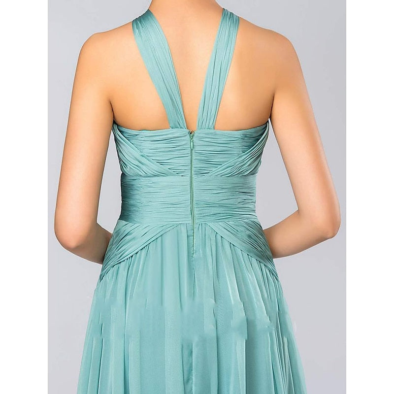 Robe de Mariée Élégante à Col Licou, Ligne A/Princesse, Sans Manches, Longueur Au Sol