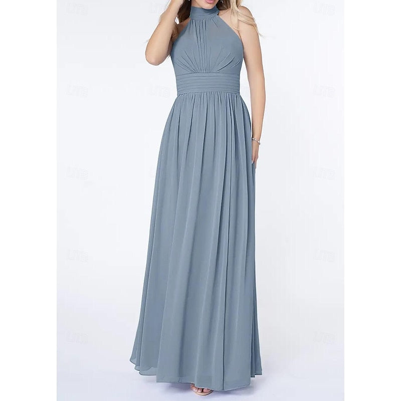 Robe de Mariée Élégante à Col Licou, Ligne A/Princesse, Sans Manches, Longueur Au Sol