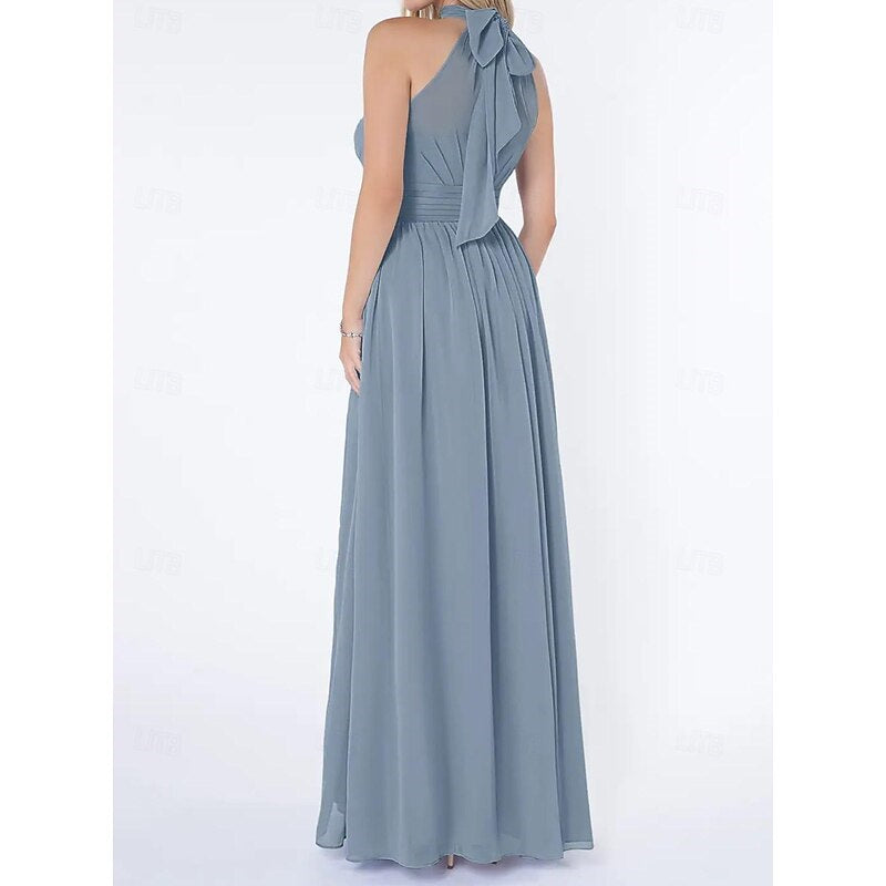 Robe de Mariée Élégante à Col Licou, Ligne A/Princesse, Sans Manches, Longueur Au Sol