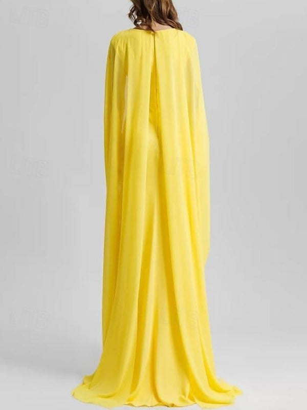 Gaine/Colonne Floor Length Sans Manches Col en V Robes d'Invité de Mariage  Stretch Mousseline avec Shawl