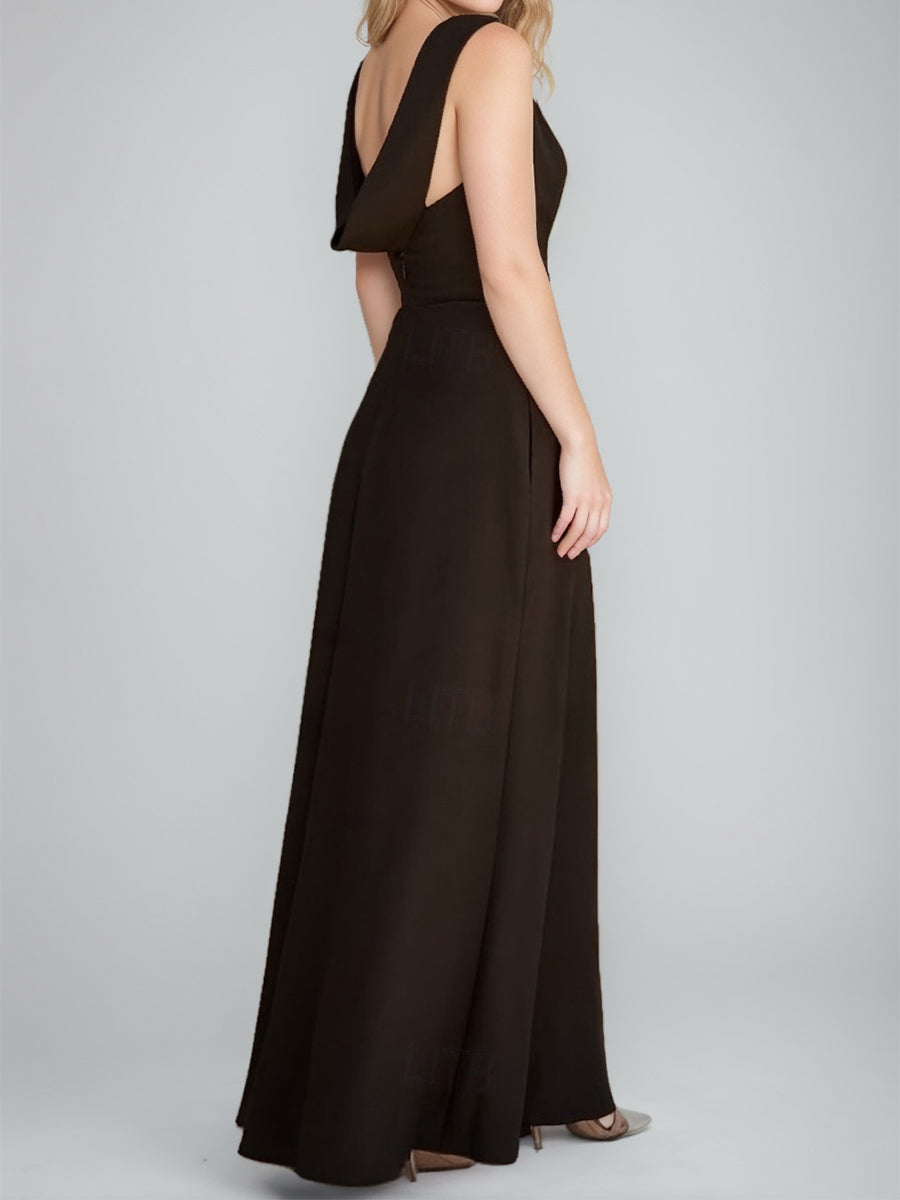 Ligne A/Princesse Collier Bijou Sans Manches La Longueur du Sol Wedding Guest Robe avec Côté Divisé