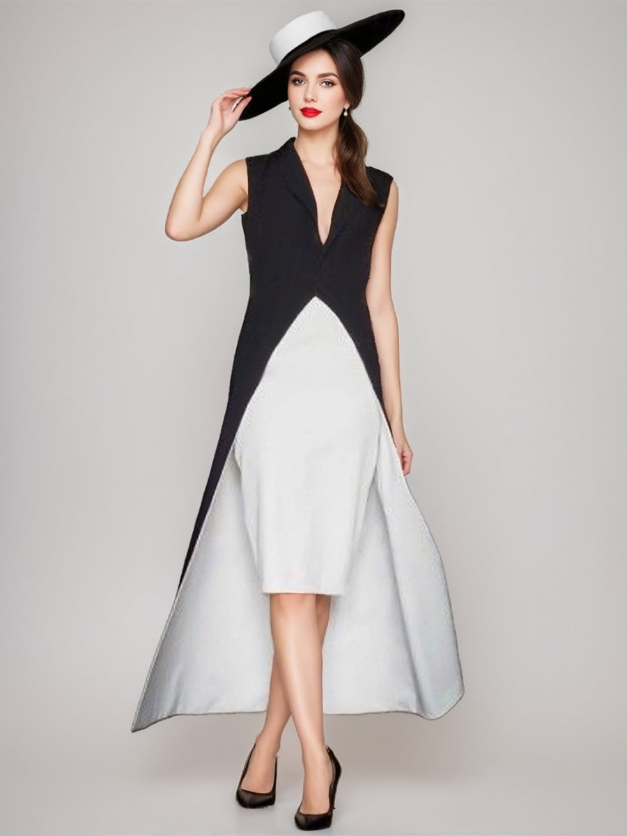 Gaine/Colonne Col en V Sans Manches Asymétrique Élégant Wedding Guest Robe