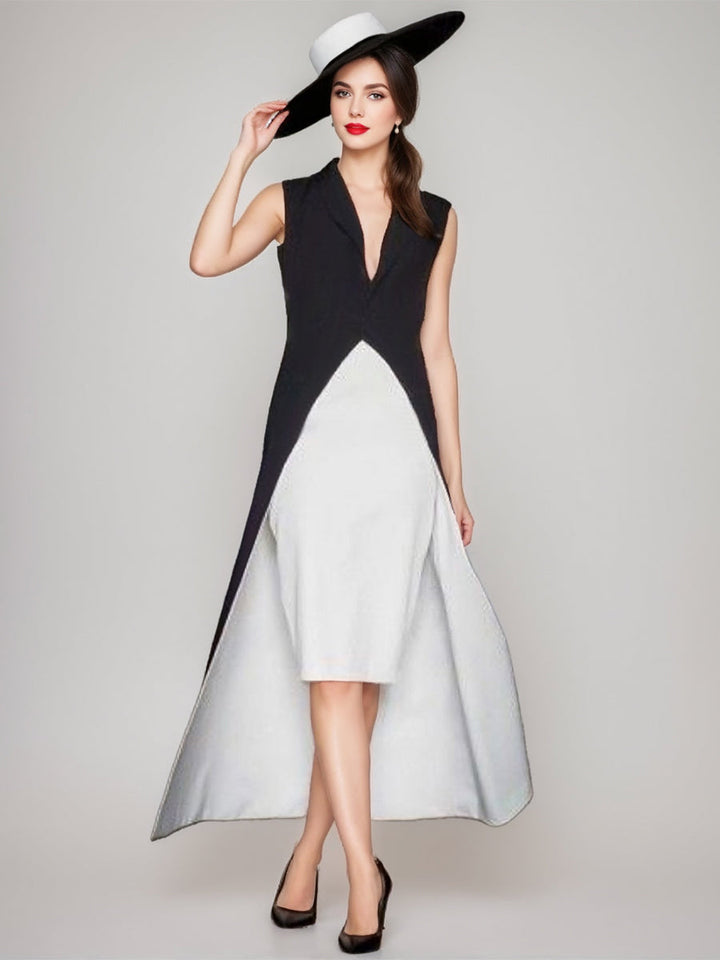 Gaine/Colonne Col en V Sans Manches Asymétrique Élégant Wedding Guest Robe