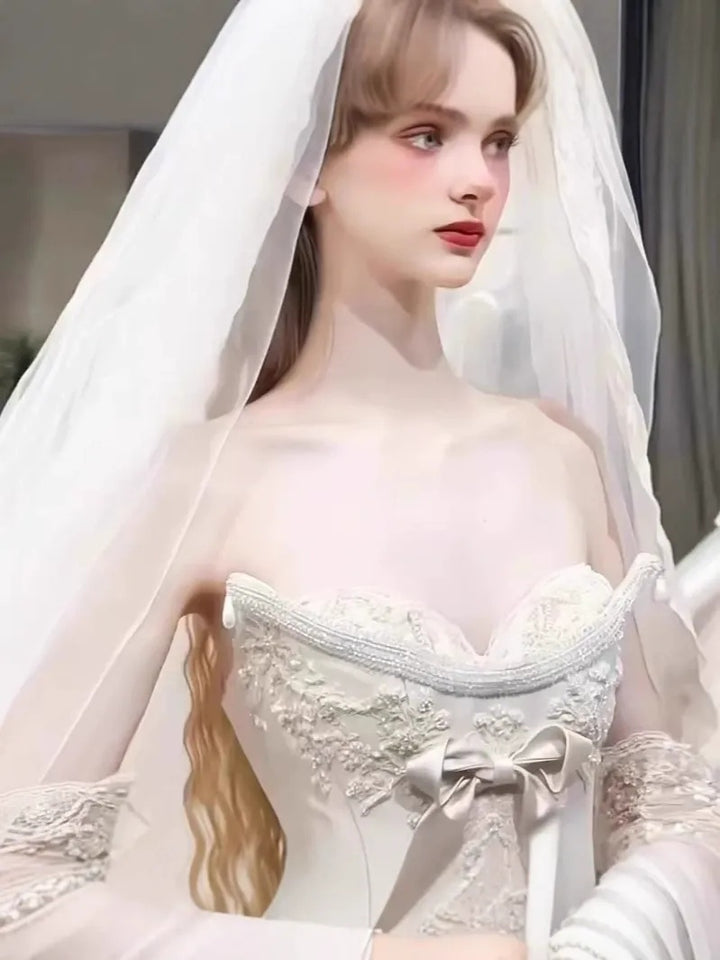 Robe De Bal Hors De L'épaule, Longueur Au Sol, Plissée, Avec Appliques De Bijoux Et Nœud