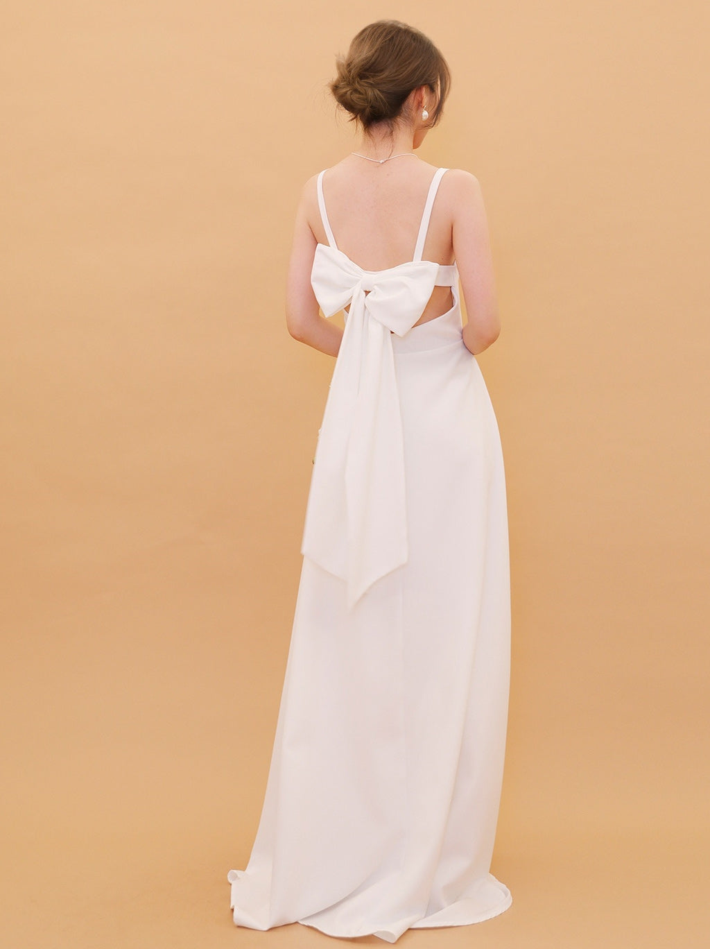 Robe De Mariée Forme A/Princesse, Bretelles Fines, Sans Manches, Longueur au sol, Avec Nœud