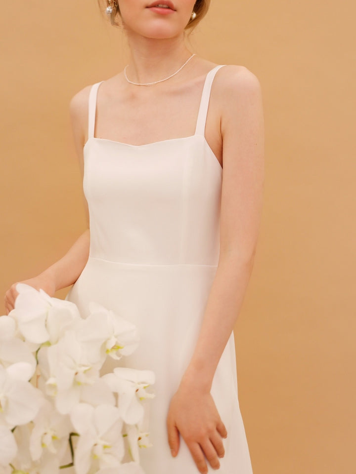 Robe De Mariée Forme A/Princesse, Bretelles Fines, Sans Manches, Longueur au sol, Avec Nœud