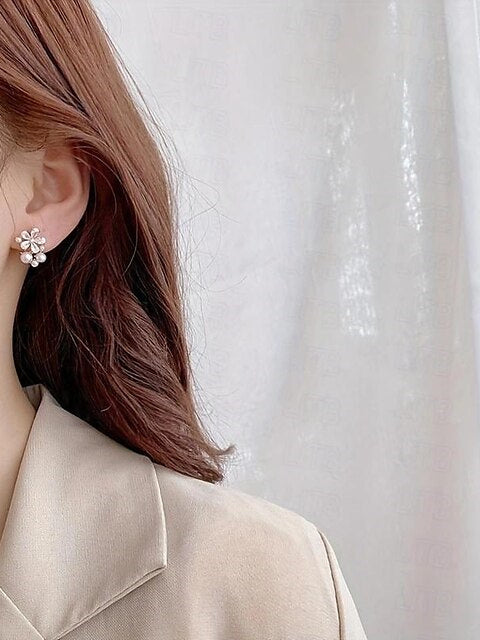 Boucles D'Oreilles à Tige pour Femmes, Mariage, Travail, Quotidien, Boucles D'Oreilles Classiques Florales en Or