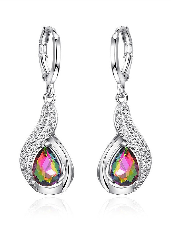 Boucles D'Oreilles Pendantes en Zircon pour Femmes, Mariage, Travail, Quotidien, Boucles D'Oreilles Classiques Florales en Argent