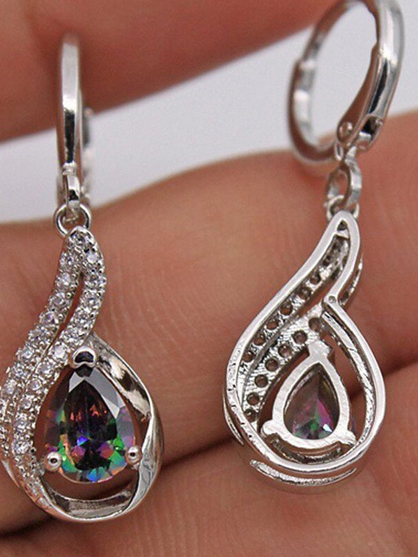 Boucles D'Oreilles Pendantes en Zircon pour Femmes, Mariage, Travail, Quotidien, Boucles D'Oreilles Classiques Florales en Argent