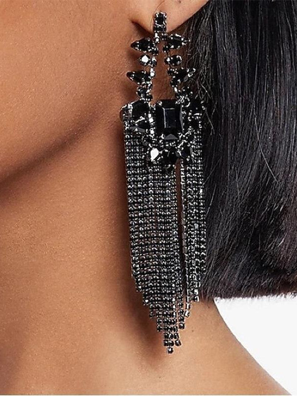 Boucles D'Oreilles à Franges en Imitation Diamant pour Femme, Bijoux Précieux pour Mariage, Travail, Quotidien