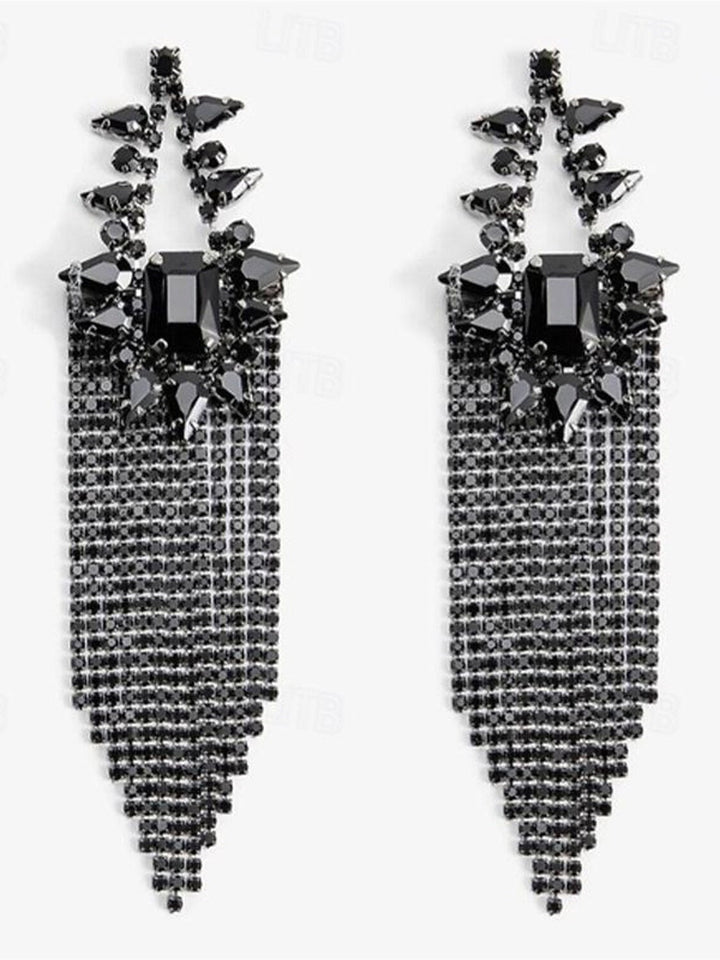 Boucles D'Oreilles à Franges en Imitation Diamant pour Femme, Bijoux Précieux pour Mariage, Travail, Quotidien