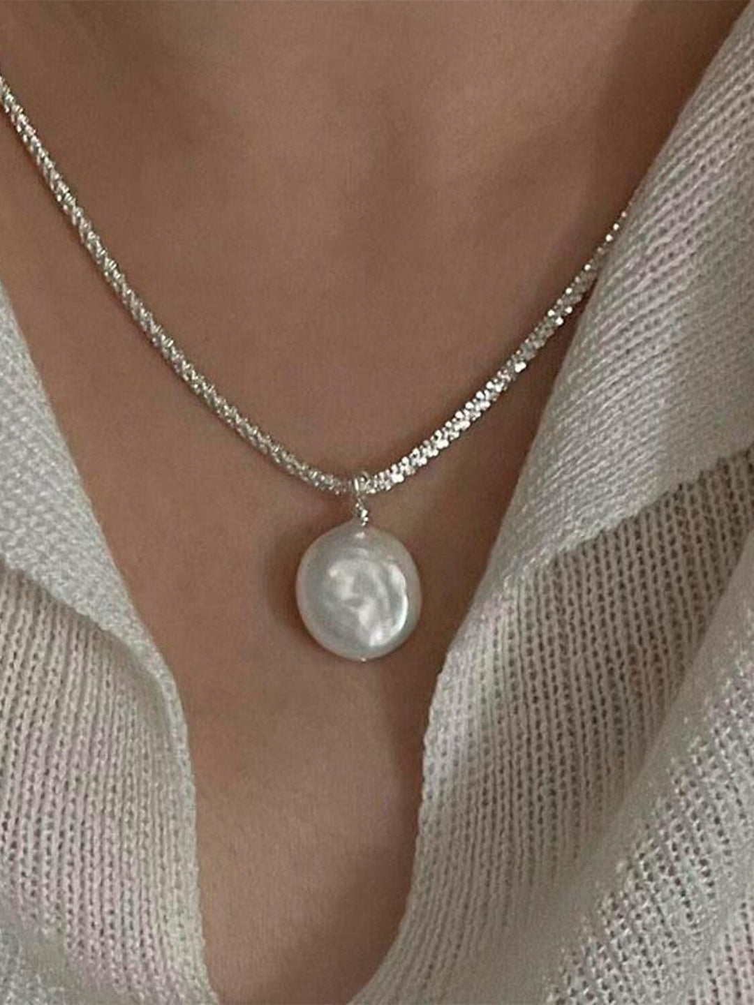 Collier en Argent Sterling S925 pour Mariage, Saint-Valentin, Collier Rond Classique Vintage Quotidien, Bijoux