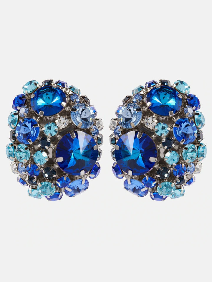 Grandes Boucles D'Oreilles de Scène Rondes Exagérées en Strass