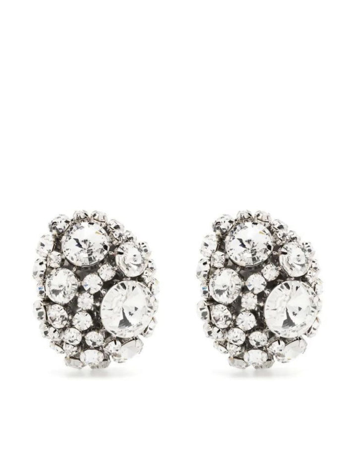 Grandes Boucles D'Oreilles de Scène Rondes Exagérées en Strass