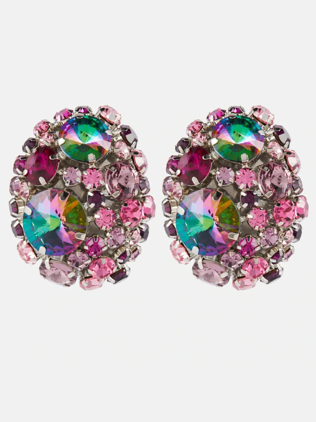 Grandes Boucles D'Oreilles de Scène Rondes Exagérées en Strass