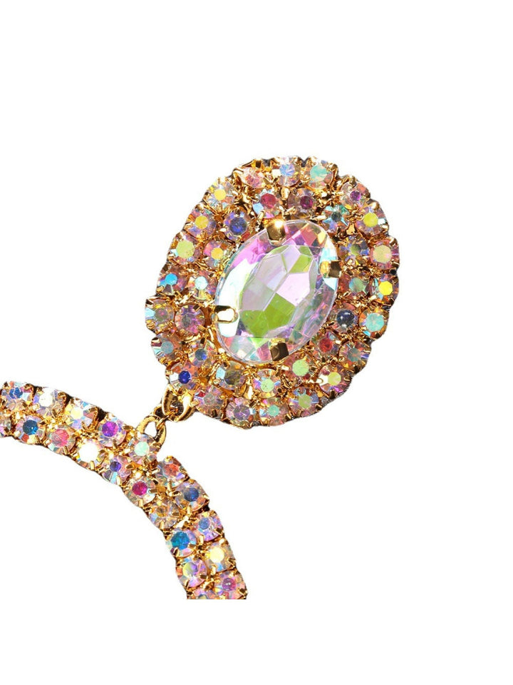 Boucles D'Oreilles Pendantes de Luxe Colorées et Scintillantes en Diamants pour Femmes