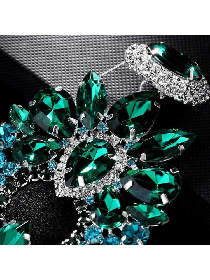 Boucles D'Oreilles Pendantes en Cristal Délicat de Haute Qualité Vert Émeraude