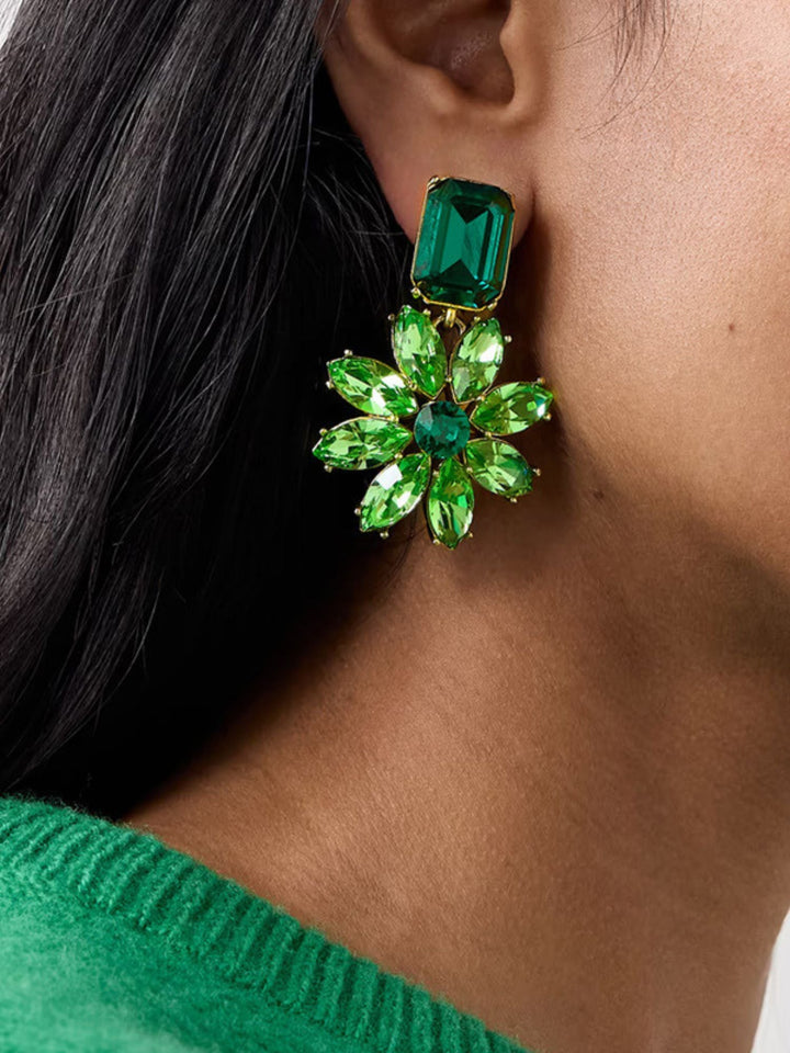Boucles D'Oreilles Délicates en Cristal Émeraude de Luxe Haut de Gamme pour Femmes