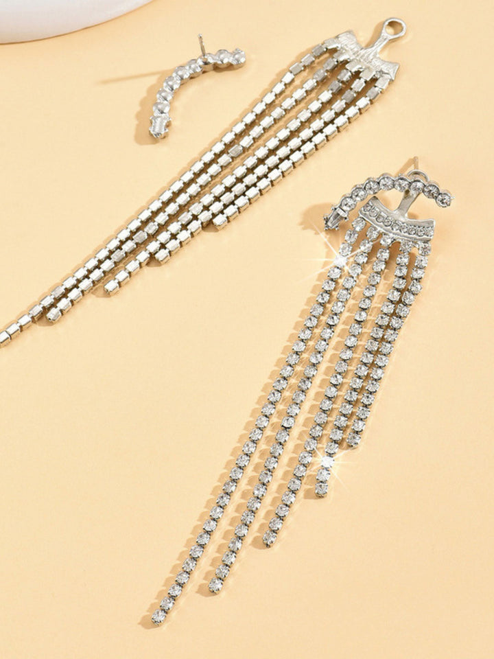 Boucles D'Oreilles Longues Élégantes et Luxueuses en Cristal à Pampilles