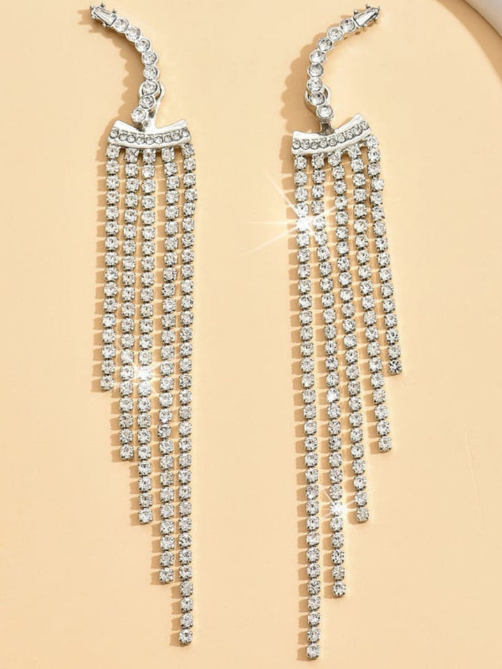 Boucles D'Oreilles Longues Élégantes et Luxueuses en Cristal à Pampilles