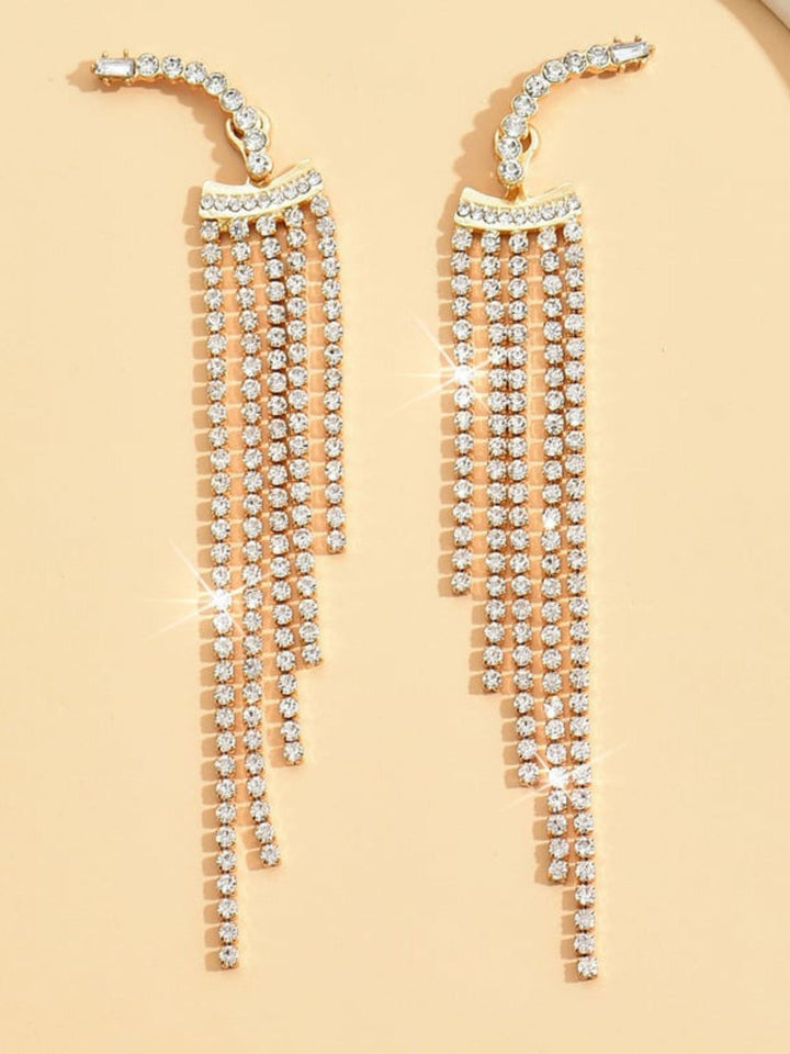 Boucles D'Oreilles Longues Élégantes et Luxueuses en Cristal à Pampilles