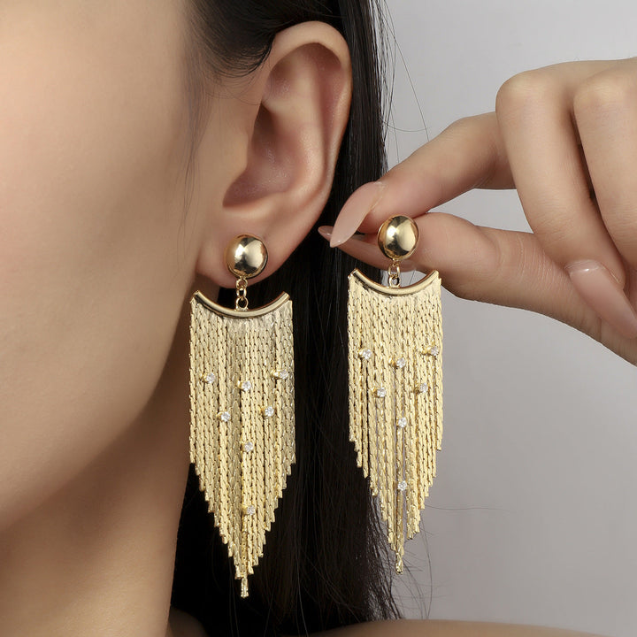 Boucles D'Oreilles à Pampilles en Chaîne en Fil D'Or Vintage