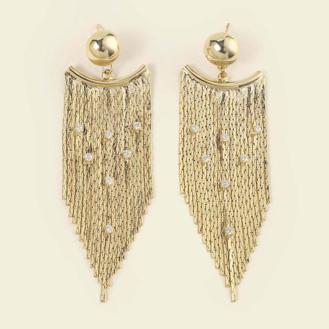 Boucles D'Oreilles à Pampilles en Chaîne en Fil D'Or Vintage