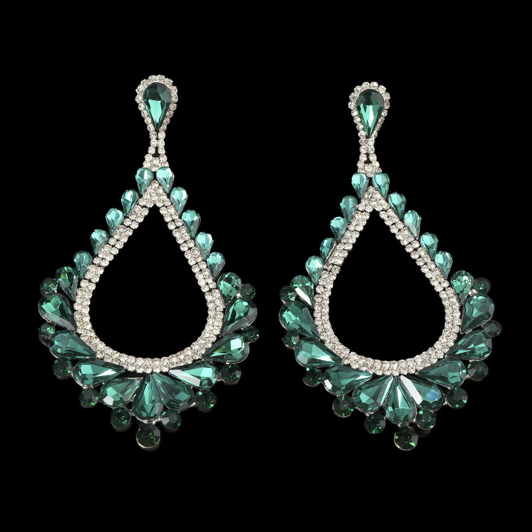 Boucles D'Oreilles en Forme de Goutte D'Eau Exagérée avec Strass en Verre Tendance