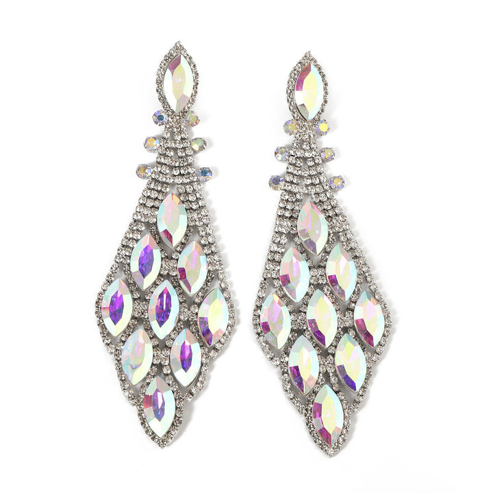 Boucles D'Oreilles Élégantes en Strass de Verre à la Mode Rétro Exagérée