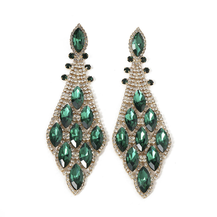 Boucles D'Oreilles Élégantes en Strass de Verre à la Mode Rétro Exagérée