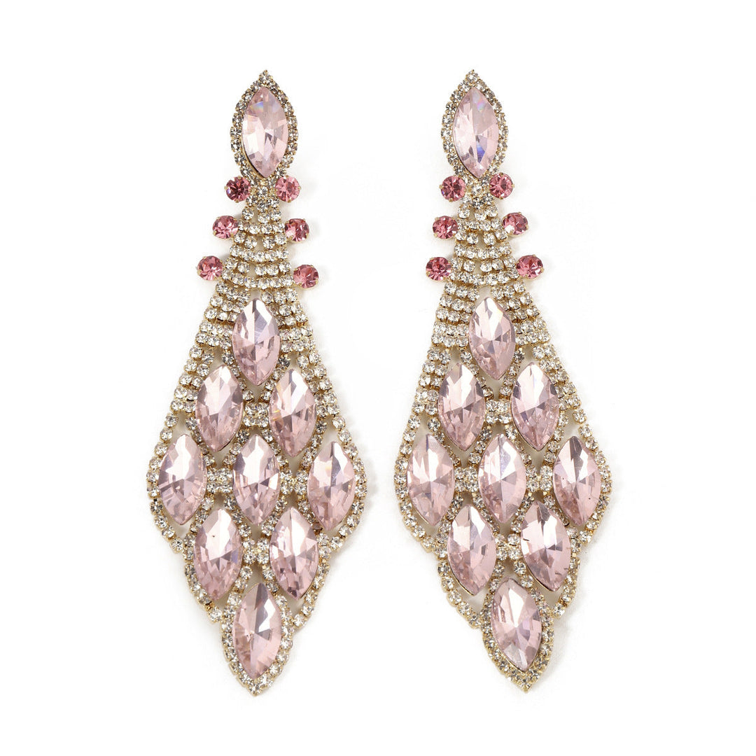 Boucles D'Oreilles Élégantes en Strass de Verre à la Mode Rétro Exagérée