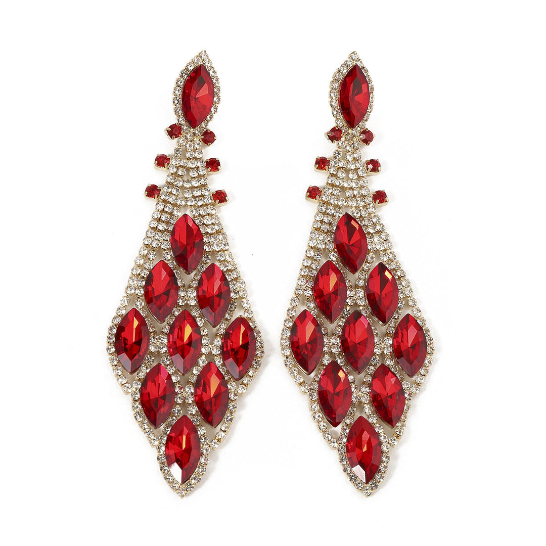Boucles D'Oreilles Élégantes en Strass de Verre à la Mode Rétro Exagérée