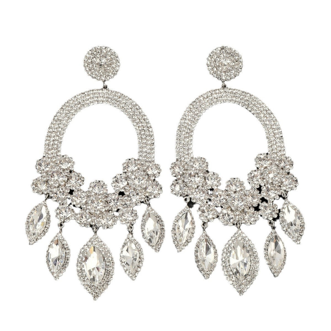 Boucles D'Oreilles Pendantes de Luxe en Forme de Fleur Exagérée et Élégante
