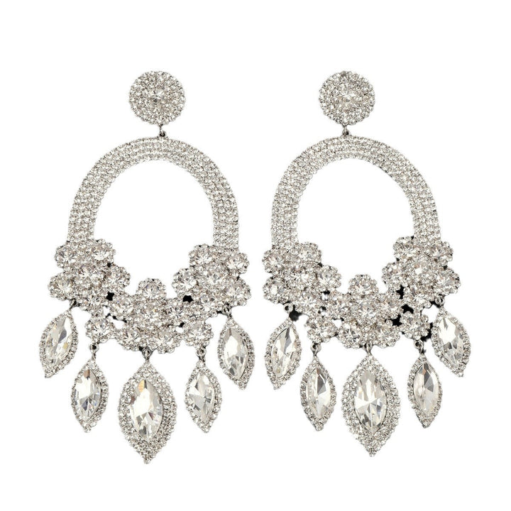 Boucles D'Oreilles Pendantes de Luxe en Forme de Fleur Exagérée et Élégante