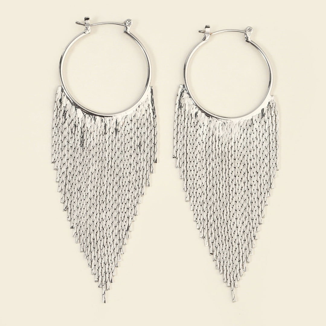 Boucles D'Oreilles Minimalistes à Pampilles Argentées Exagérées Décontractées