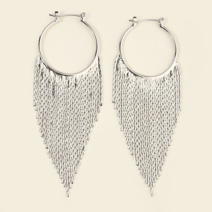 Boucles D'Oreilles Minimalistes à Pampilles Argentées Exagérées Décontractées