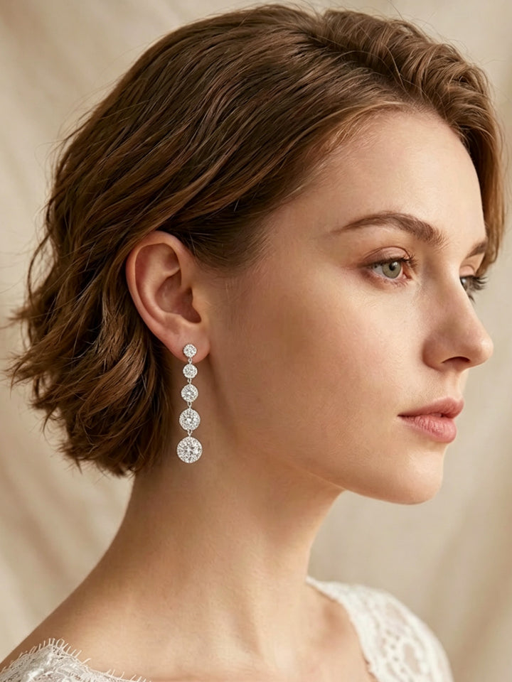 Boucles d'oreilles Élégantes et Magnifiques en Zircon Cubique pour Mariée et Demoiselle d'Honneur