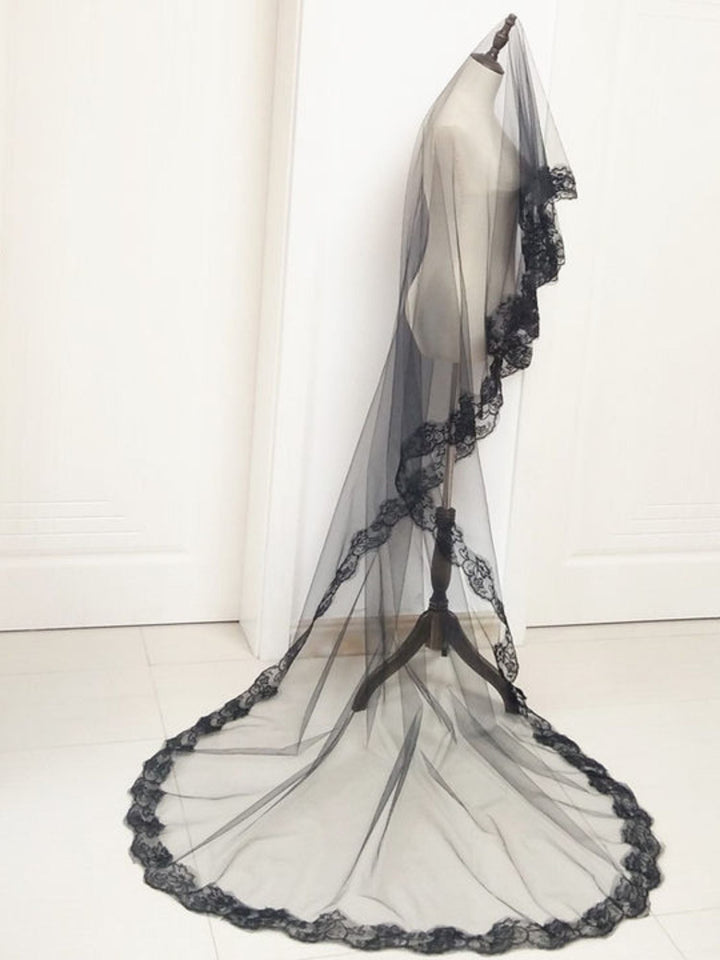 Coiffe en Voile de Dentelle Noire Gothique Punk pour Halloween