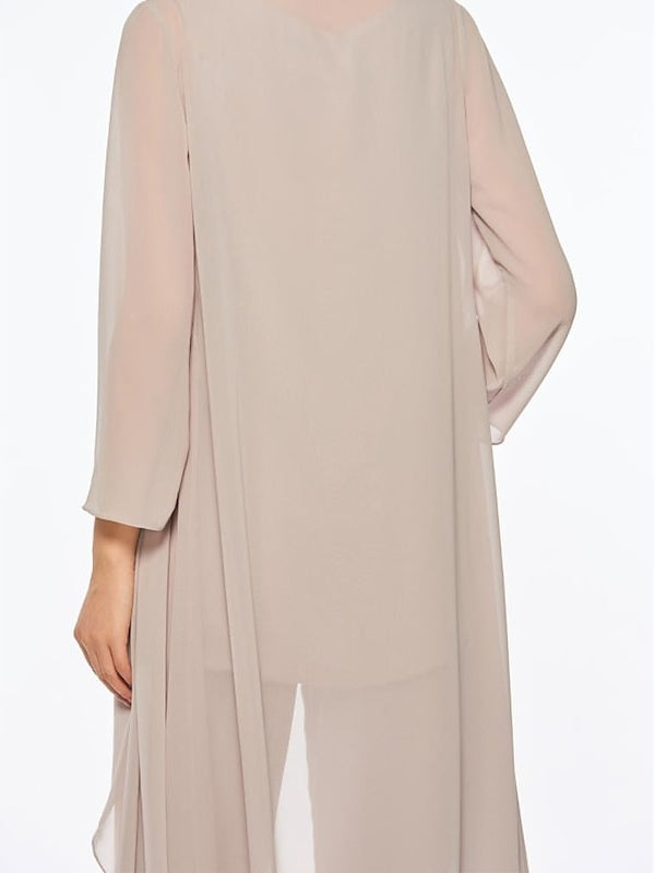 Mousseline Col rond 3/4 Length Sleeves Longueur de La ChevilleTailleurs-pantalons pour Mèrede la Mariée avec veste
