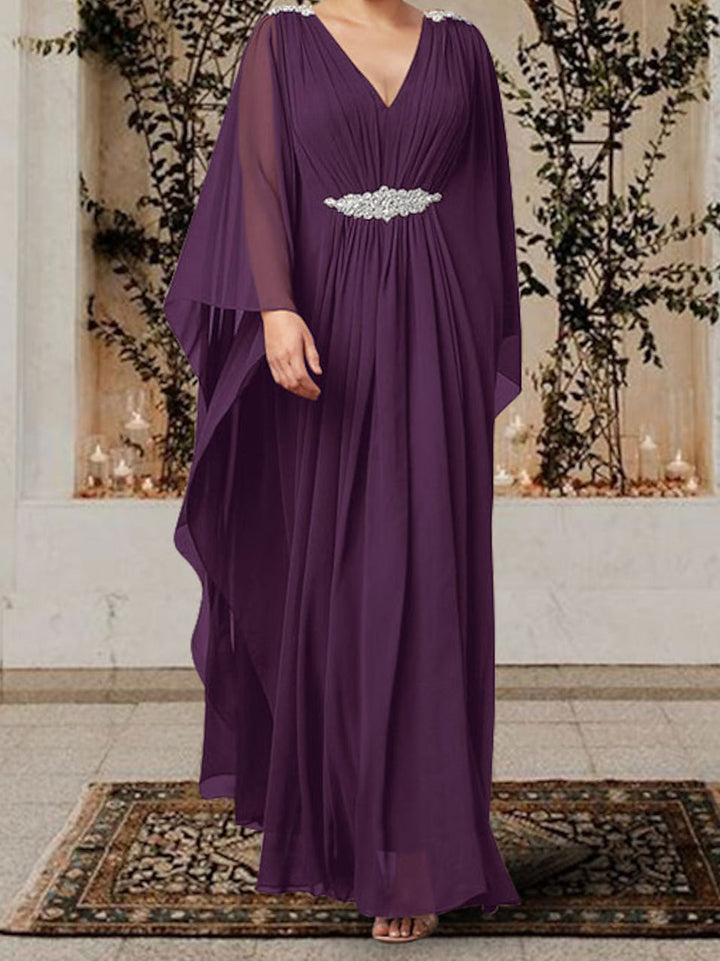 Robes de Mère de la Mariée Coupe A-Line/Princess à Col en V avec Strass