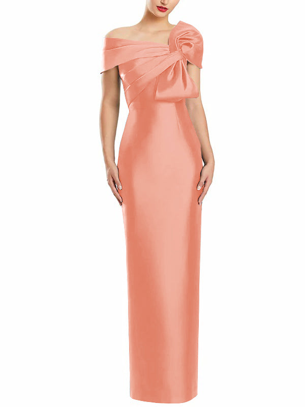 Robe de Mère de la Mariée Fourreau/Colonne à Une Épaule et Longueur Au Sol avec Nœud